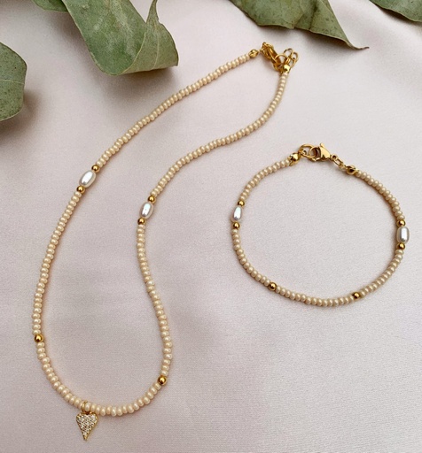 Choker + pulsera Modelo Paloma